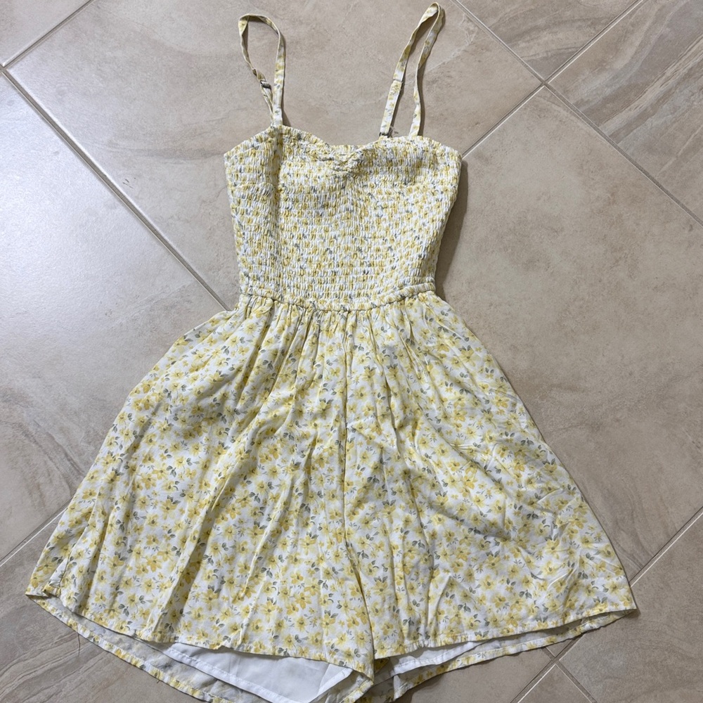 Hollister Floral Yellow and White Romper